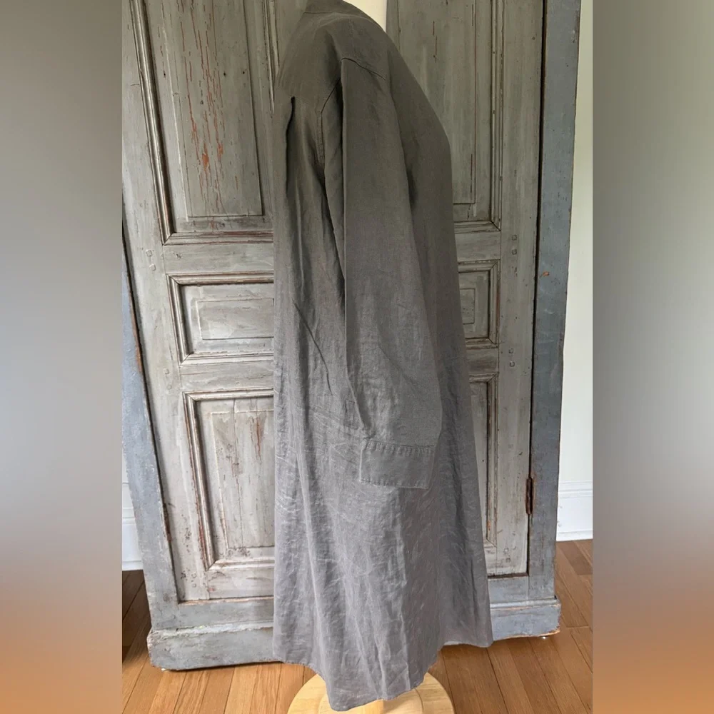 Muji French linen Button-Up Long Dress size L - Picture 3 of 6